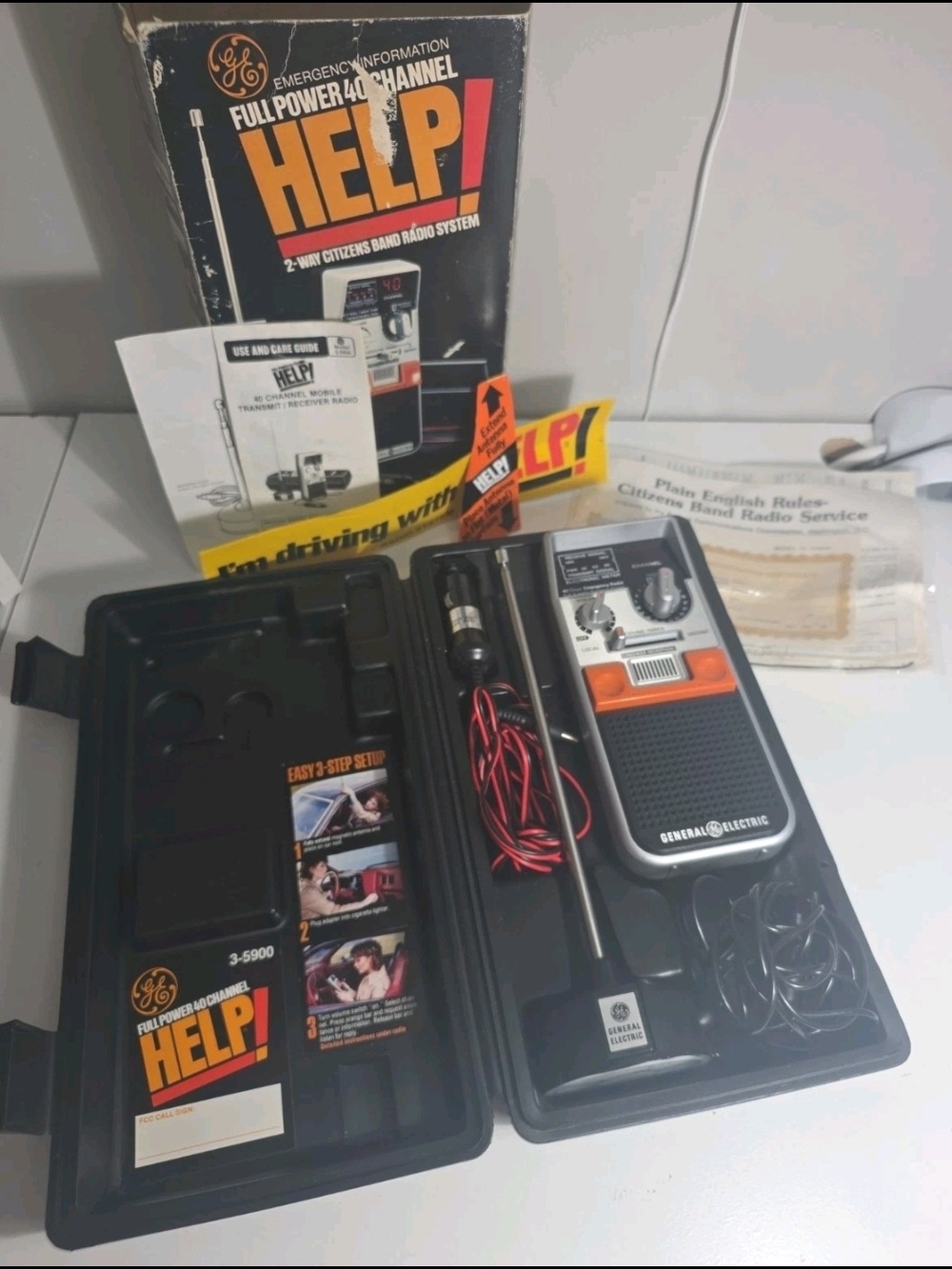 General Electric HELP! Portable CB Two-Way Radio - Black & Orange